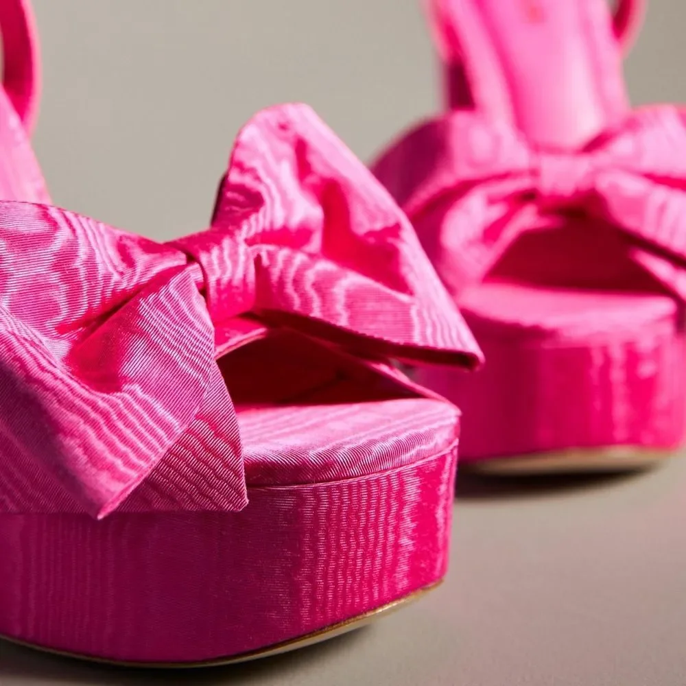 Larroude Elle Ankle Strap Platform Heels In Pink Ariana Magenta